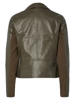 Y.A.S naisten nahkatakki, YASSOPHIE LEATHER JACKET Dark Olive