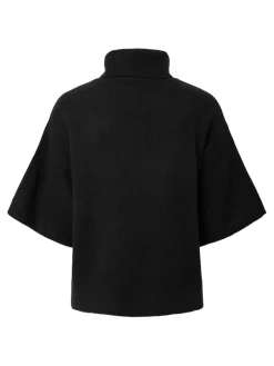 Y.A.S naisten neulepusero, YASEMILA 2/4 WOOL KNIT PULLOVER S. NOOS Black
