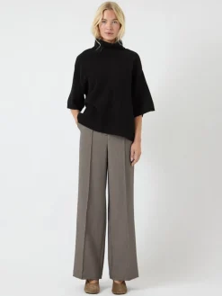 Y.A.S naisten neulepusero, YASEMILA 2/4 WOOL KNIT PULLOVER S. NOOS Black
