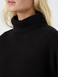 Y.A.S naisten neulepusero, YASEMILA 2/4 WOOL KNIT PULLOVER S. NOOS Black