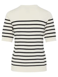 Y.A.S naisten neule, YASLENA SS KNIT PULLOVER S. Raidallinen Valkoinen