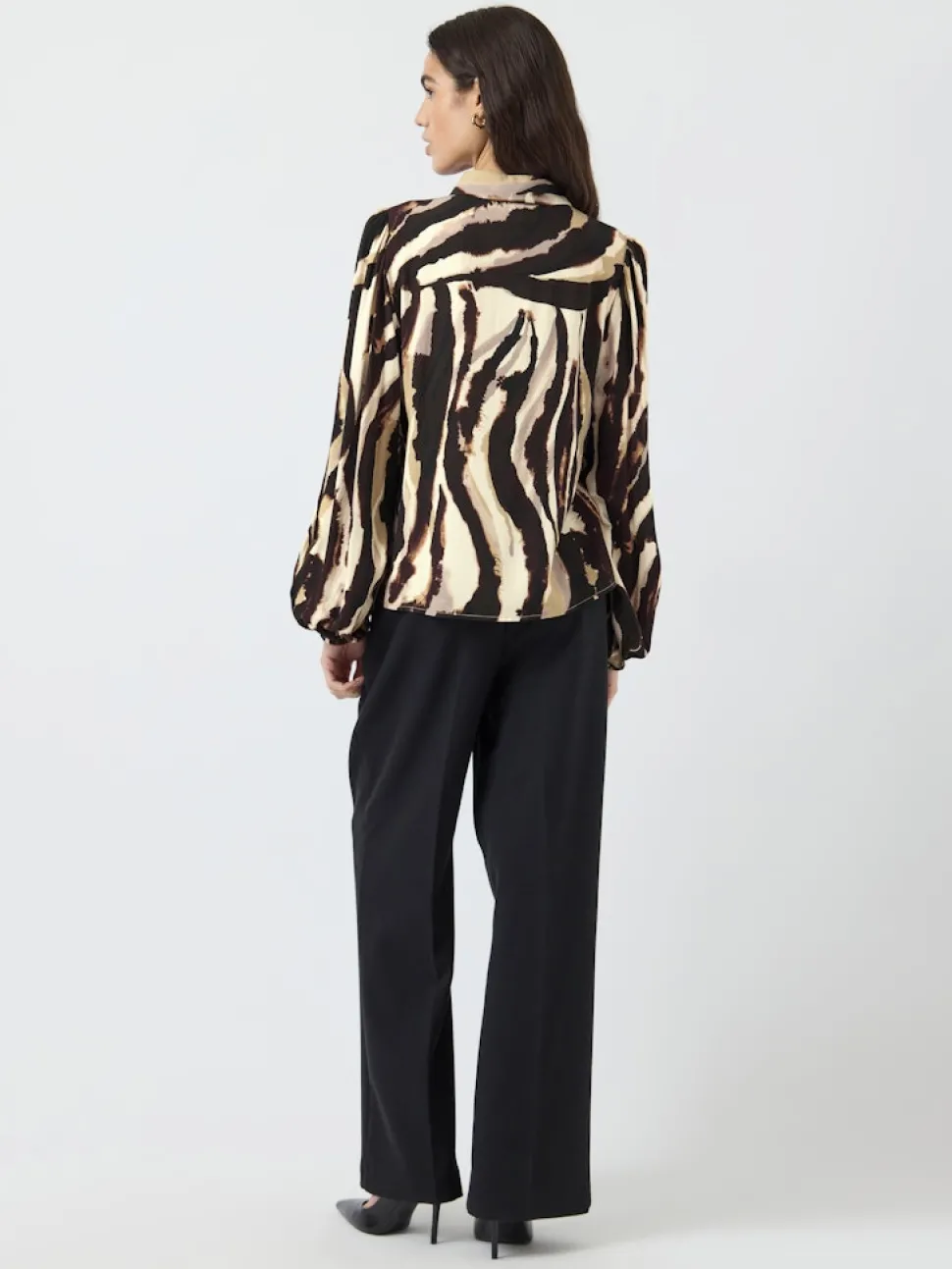 Y.A.S naisten paitapusero K Yasasina LS Shirt S. Noos, Sandshell Zebra print
