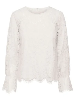 Y.A.S naisten paita, YASPERLA LS LACE TOP S Luonnonvalkoinen