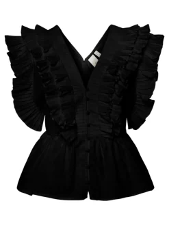 Y.A.S naisten paita, YASRUNA CS RUFFLE TOP Musta