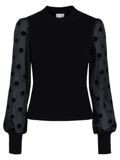 Y.A.S naisten pusero, YASDOTME LS KNIT PULLOVER Black