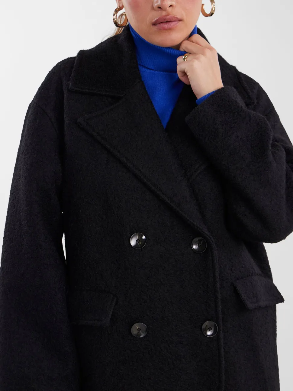 Y.A.S Naisten Villakangastakki, YASMILA LS WOOL MIX COAT NOOS Musta